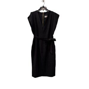 New Eliza J Women's Size 10 Black Sleeveless Sheath Midi Dress with Belt